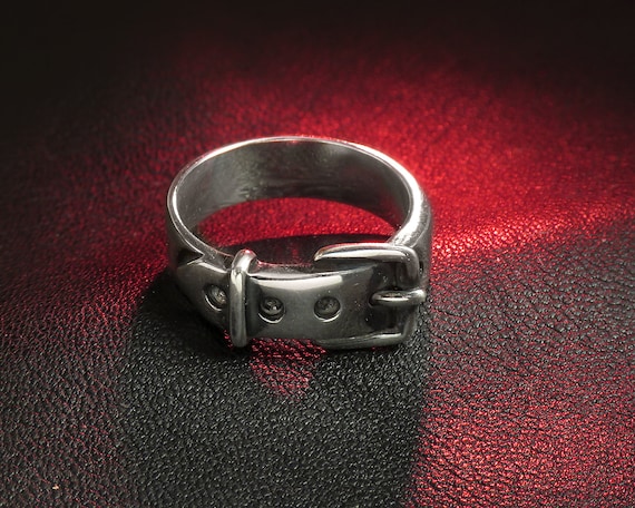 Unique Design Ring Belt Ring, Sterling Silver, Avant Garde Jewelry 