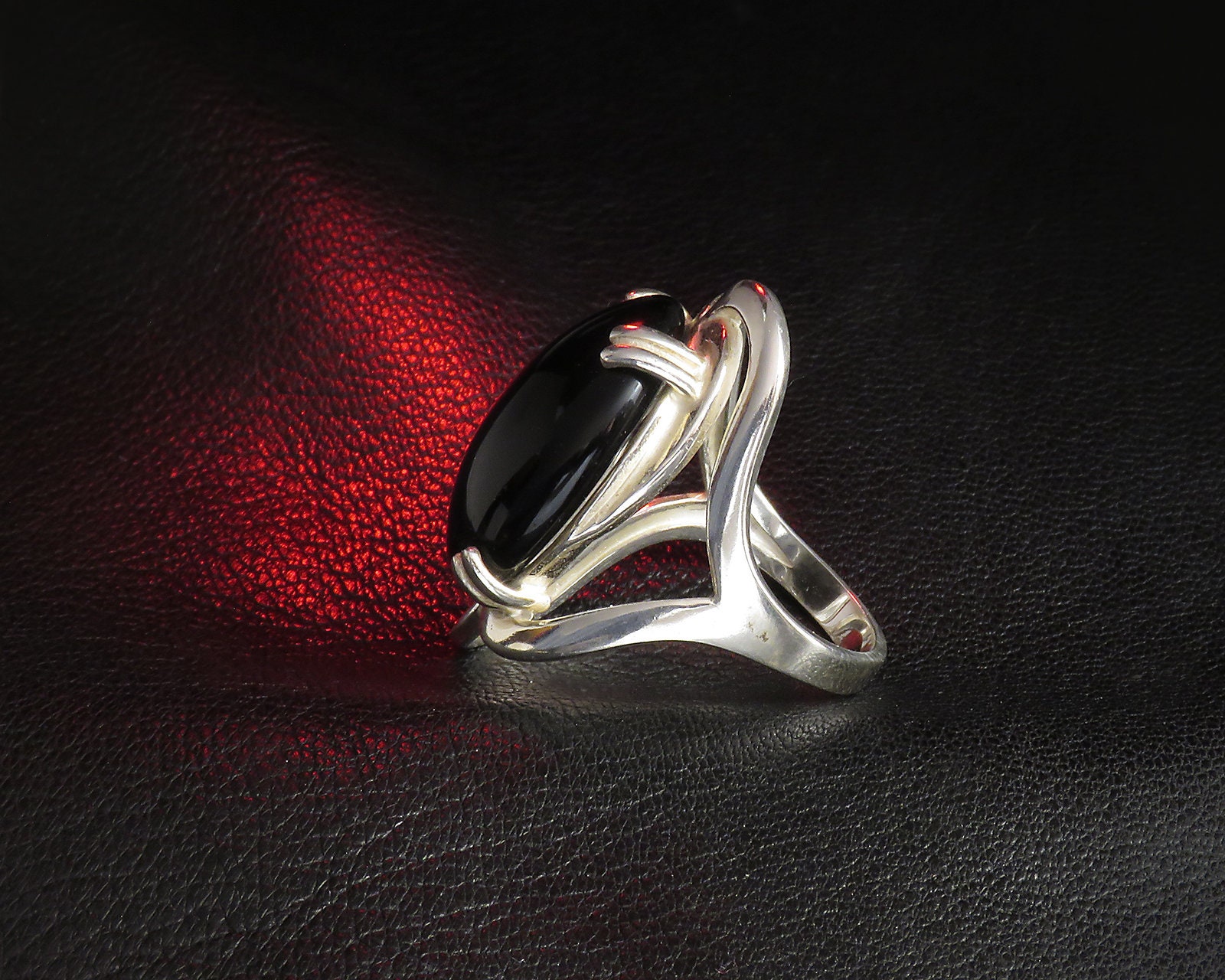 Onyx Sterling Silver Ring for Women Black Gemstone | Etsy