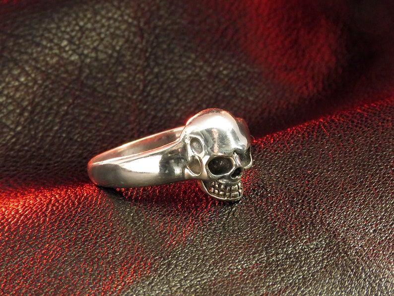 Sterling Silver Skull Ring for Men and Women, Skull Jewelry, Biker Ring, Silver Band, Men's Silver Ring, Occult Jewelry, Women's Skull Ring image 4