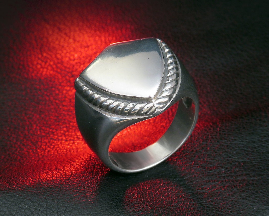 Signet Ring Braided Shield, Sterling Silver - Etsy