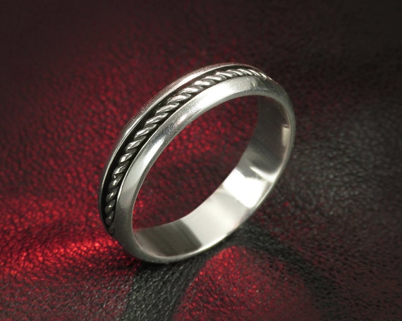 Bague Chevalière Ancienne En Argent Massif 925 - Style Celtique Jonc - Occasion