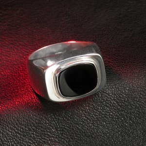 Black Onyx Ring for Men, Sterling Silver