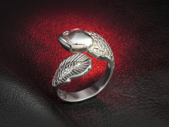 Fish Wrap Ring Sterling Silver Pisces Ring Etsy Canada