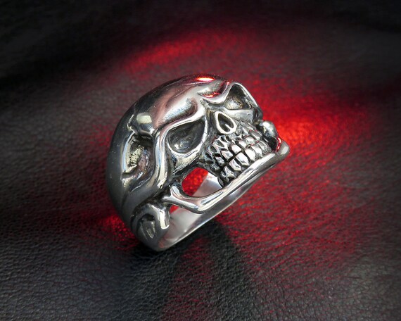 Cool Skull Ring Sterling Silver Skull Horror Jewelry Etsy