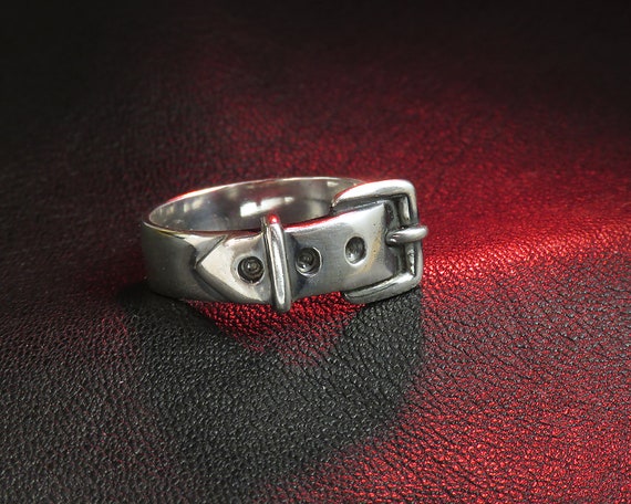 Unique Design Ring Belt Ring, Sterling Silver, Avant Garde Jewelry 