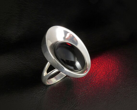 Onyx Ring For Women Sterling Silver Ring Black Stone Ring Etsy