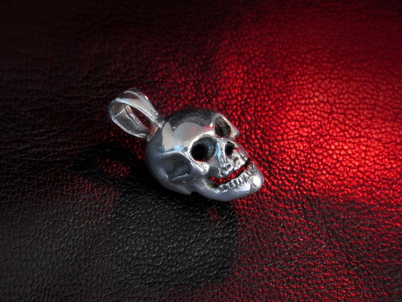 Tiny Sterling Silver Skull Pendant: Gothic Punk Jewelry