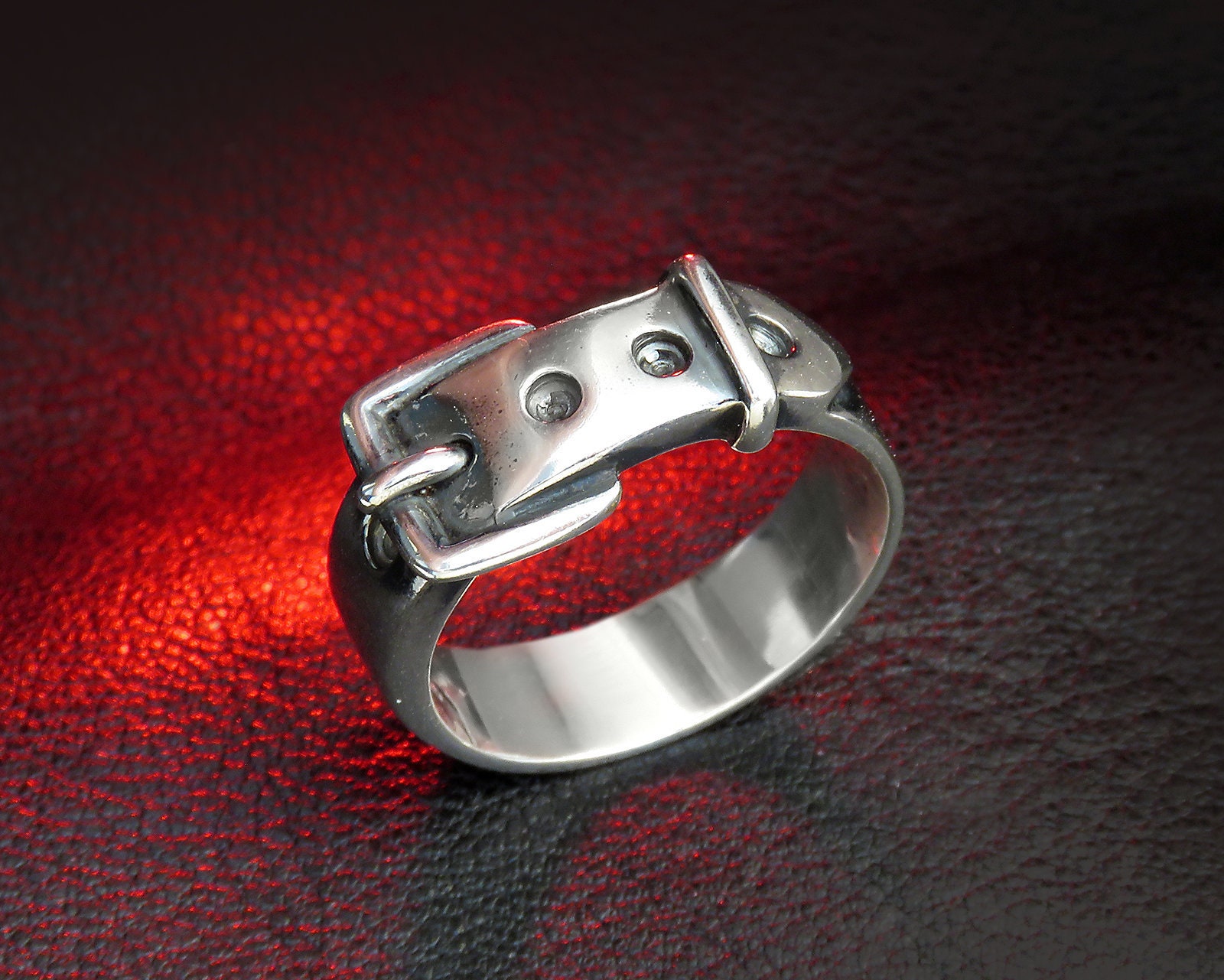 Unique Design Ring Belt Ring, Sterling Silver, Avant Garde Jewelry 