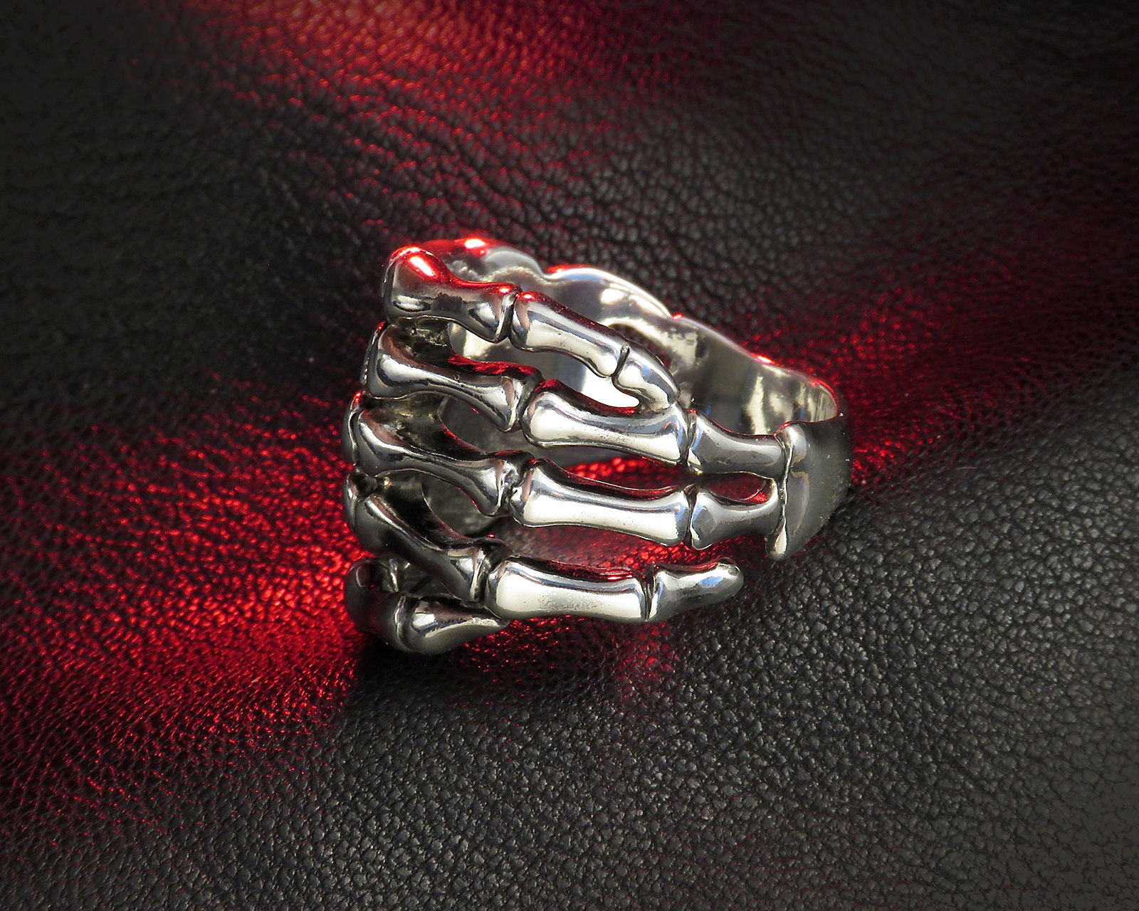 Sterling Silver Skeleton Hand Ring | Gothic Anatomical Jewelry - Etsy