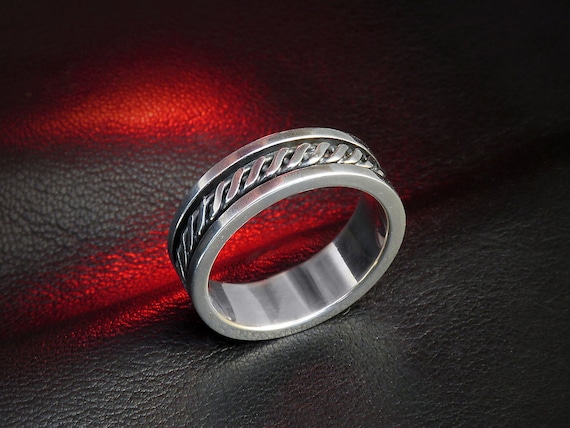 BAGUE CHAÎNE ARGENT 925 massif – anneau large 10 mm unisexe – tailles 50 à 60 EUR 38,00 - FR