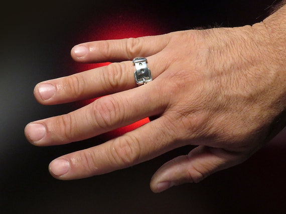 Unique Design Ring - Belt Ring, Sterling Silver, Avant Garde