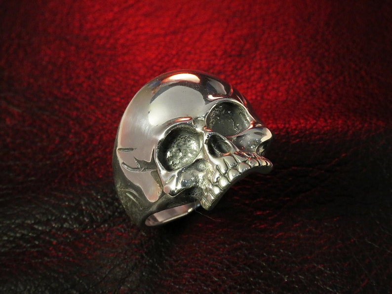 Anneau de crâne, argent sterling, bijoux de crâne image 1