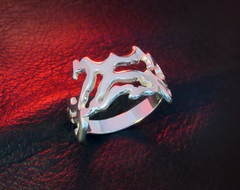 Anillo abstracto de plata esterlina hecho a mano / Joyería artística con formas orgánicas / Pieza llamativa inspirada en la naturaleza