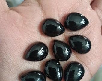 131 Cts Natural Black Onyx Pear Shape Cabochon Loose Gemstone Fabulous Quality Of Black Onyx Gemstone For Making Jewelry 62x39 mm SG 468