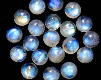 AAA Quality Natural Rainbow Moonstone Round  Cabochon Flat Back Calibrated Size 2,2.5,3,4,5,6,7,8,9,10,11,12,14,15,16,18,20,22,24,25,26,30MM