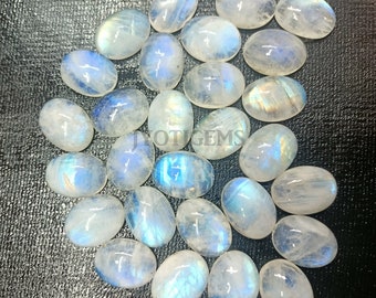 Natural Rainbow Moonstone Oval Cabochon Flat Back Loose Gemstone 3X4,4x6,5x7,6x8,7x9,7X10,8x10,9x11,10x12,10x14,12x16,13x18,18x25,30x40 mm