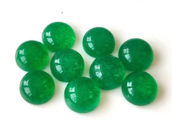 Emerald Quartz Round Flat Back Cabochon Natural Loose Gemstone 2,3,4,5,6,7,8,9,10,11,12,13,14,15,16,17,18,20,21,22,23,25,30 MM