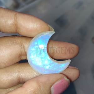 20 mm natuurlijke regenboog maan maansteen, blauwe flitsende AAA kwaliteit crescent moon cabochon, 20 mm losse edelsteen, 20x20 mm maan gekalibreerde grootte