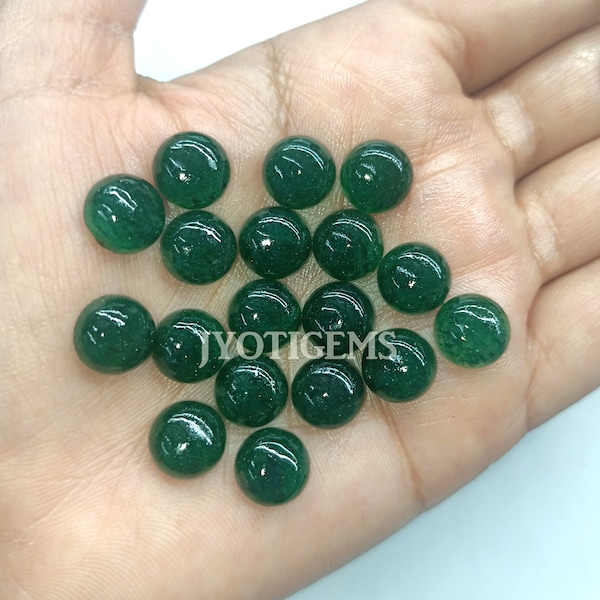 AAA Natural Green Aventurine Round Shape Cabochon Flat Back Calibrated Sizes 2,3,4,5,6,7,8,9,10,11,12,14,15,16,18,20,22,24,25,26,30MM