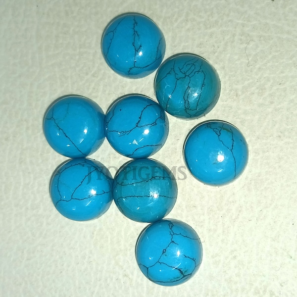 Natural Howlite Turquoise Round Flat Back Cabochon Loose Gemstone 2,3,4,5,6,7,8,9,10,11,12,13,14,15,16,17,18,20,21,22,23,25,30,40,50 MM