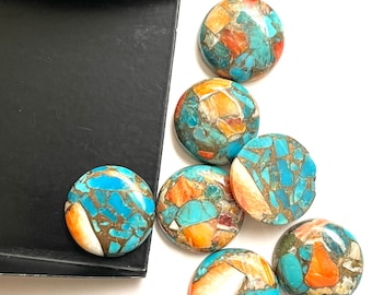 Mohave Oyster Copper Round Shape Flat Back Cabochon Loose Gemstone Calibrated Sizes 3,4,5,6,7,8,9,10,11,12,13,14,15,16,17,18,19,20,25,30 MM
