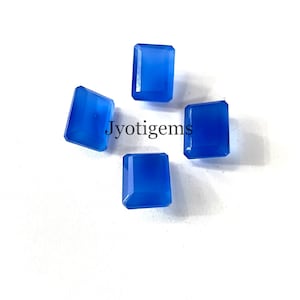 Natural Blue Chalcedony Rectangle Cut Faceted Loose Gem Calibrated Size 3x5,4x6,5x7,6x8,7x9,8x10,10x12,10x14,12x16,13x18,15x20,18x25,20x30MM