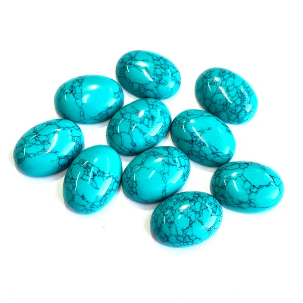 Turquoise Howlite Oval Cabochon Flat Back Calibrated Size Loose Gemstone 3x4,3x5,4x6,5x7,8x10,10x12,10x14,12x16,13x18,15x20,18x25,20x30 MM