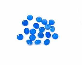 AAA Quality Natural Blue Chalcedony Round Cut Faceted Calibrated Size 3,4,5,6,7,8,9,10,11,12,14,15,16,17,18,19,20,21,22,23,24,25,26,30,40 MM