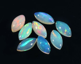 AAA Calidad Natural Ópalo Etíope Marquesa Tapa Plana Cabujón Piedra Preciosa Suelta Tamaño Calibrado 3x6 mm, 4x8 mm, 5x10 mm, 6x12 mm