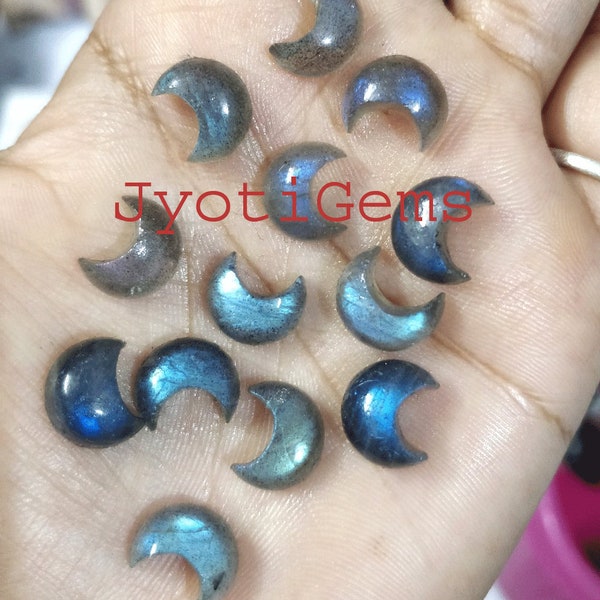 8 mm TO 30 mm Labradorite Natural Crescent Moon Shape Cabochon Loose Size 8,9,10,11,12,13,14,15,16,17,18,19,20,21,22,23,24,25,30 MM