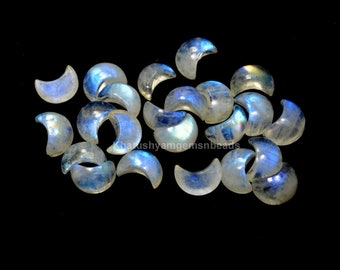 8 mm TO 30 mm Rainbow Moonstone Natural Crescent Moon Shape Cabochon Loose Size 8,9,10,11,12,13,14,15,16,17,18,19,20,21,22,23,24,25,30 MM