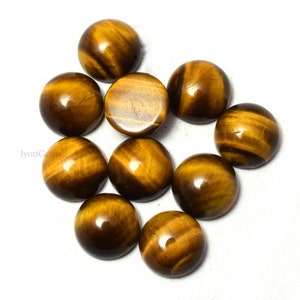 Natural Golden Tiger's Eye Round Flat Back Cabochon Loose Gemstone 2,3,4,5,6,7,8,9,10,11,12,13,14,15,16,17,18,20,21,22,23,25,30 MM