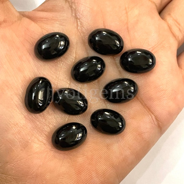 Natural Black Onyx Oval Cabochon Calibrated Size Loose Gemstone 3x4,4x6,5x7,5x8,6x8,7x9,8x10,10x12,10x14,12x16,13x18,15x20,18x25,20x30 MM