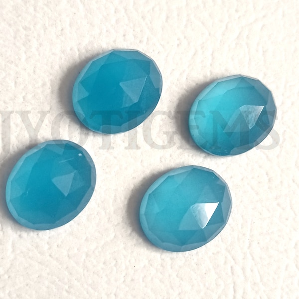 Natural Blue Chalcedony Oval Rose Cut Flat Back 3x5/4x6/5x7/6x8/7x9/8x10/9x11/10x12/10x14/12x16/13x18/15x20/16x22/20x30MM