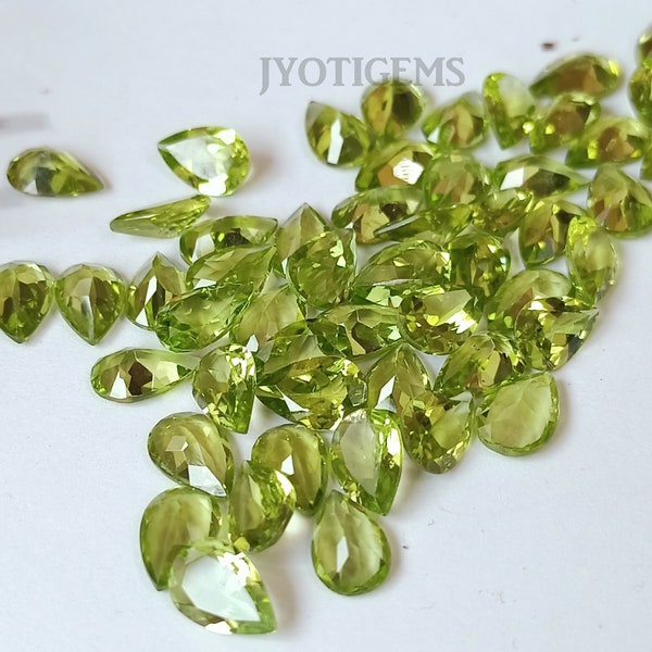 AAA Quality Natural Peridot Pear Cut Faceted Loose Gemstone Calibrated Size 3x5 mm, 4x6 mm, 5x7 mm, 6x8 mm, 6x9 mm, 7x10 mm