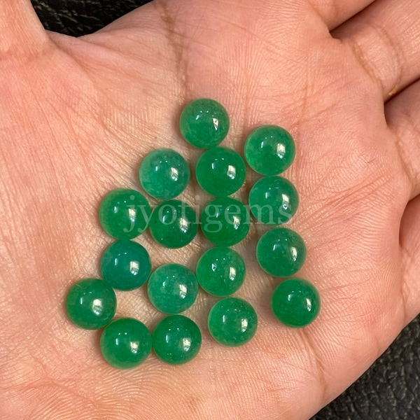 Emerald Quartz Round Flat Back Cabochon  Natural Loose Gemstone 2,3,4,5,6,7,8,9,10,11,12,13,14,15,16,17,18,20,21,22,23,25,30,40,50 MM