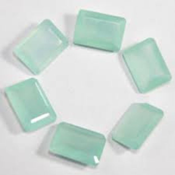Natural Blue Chalcedony Rectangle Cut Faceted Loose Gem Calibrated Size 3x5,4x6,5x7,6x8,7x9,8x10,10x12,10x14,12x16,13x18,15x20,18x25,30x40MM