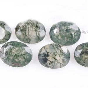 Natural Moss Agate Oval Cut Faceted Loose Gemstone Calibrated Size 3x5,4x6,5x7,6x8,8x10,10x12,10x14,12x16,13x18,15x20,16x22,18x25 MM