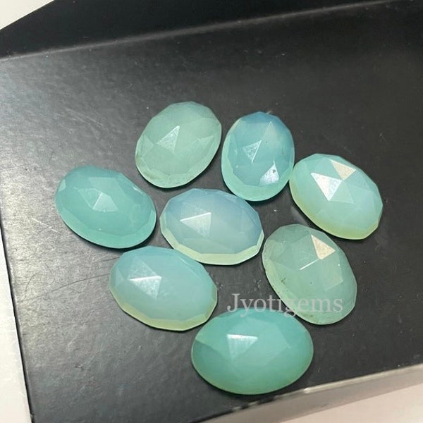 AAA Natural Aqua Chalcedony Rose Cut Oval Loose Cabochon 4x6,5x7,6x8,7x9,8x10,9x11,10x12,10x14,12x16,13x18,15x20,16x22,18x25,20x30 mm