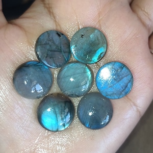 Natural Labradorite Round Flat Back Cabochon Calibrated Size Loose Gemstone 2,2.5,3,4,5,6,7,8,9,10,11,12,13,14,15,16,17,18,19,20,25,26,30 MM