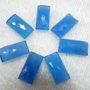 Natural Blue Chalcedony Rectangle Rose Cut Flat Back Calibrated Size 3x5,4x6,5x7,6x8,7x9,8x10,10x12,10x14,12x16,13x18,15x20,18x25,20x30 MM