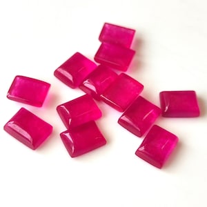 Piedra preciosa de cuarzo rubí rojo rectangular, cabujón plano, calibrado, tamaño 3 x 5, 4 x 6, 5 x 7, 6 x 8, 7 x 9, 8 x 10, 9 x 11, 10 x 12, 10 x 14, 12 x 16, 13 x 18, 15 x 20, 20 x 30 mm