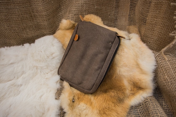 Canvas Notepad Cover with Pen Holders & Pocket