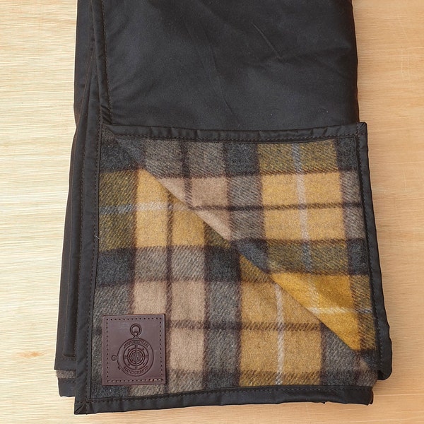 Picnic Blanket Checked Wool and Wax Canvas