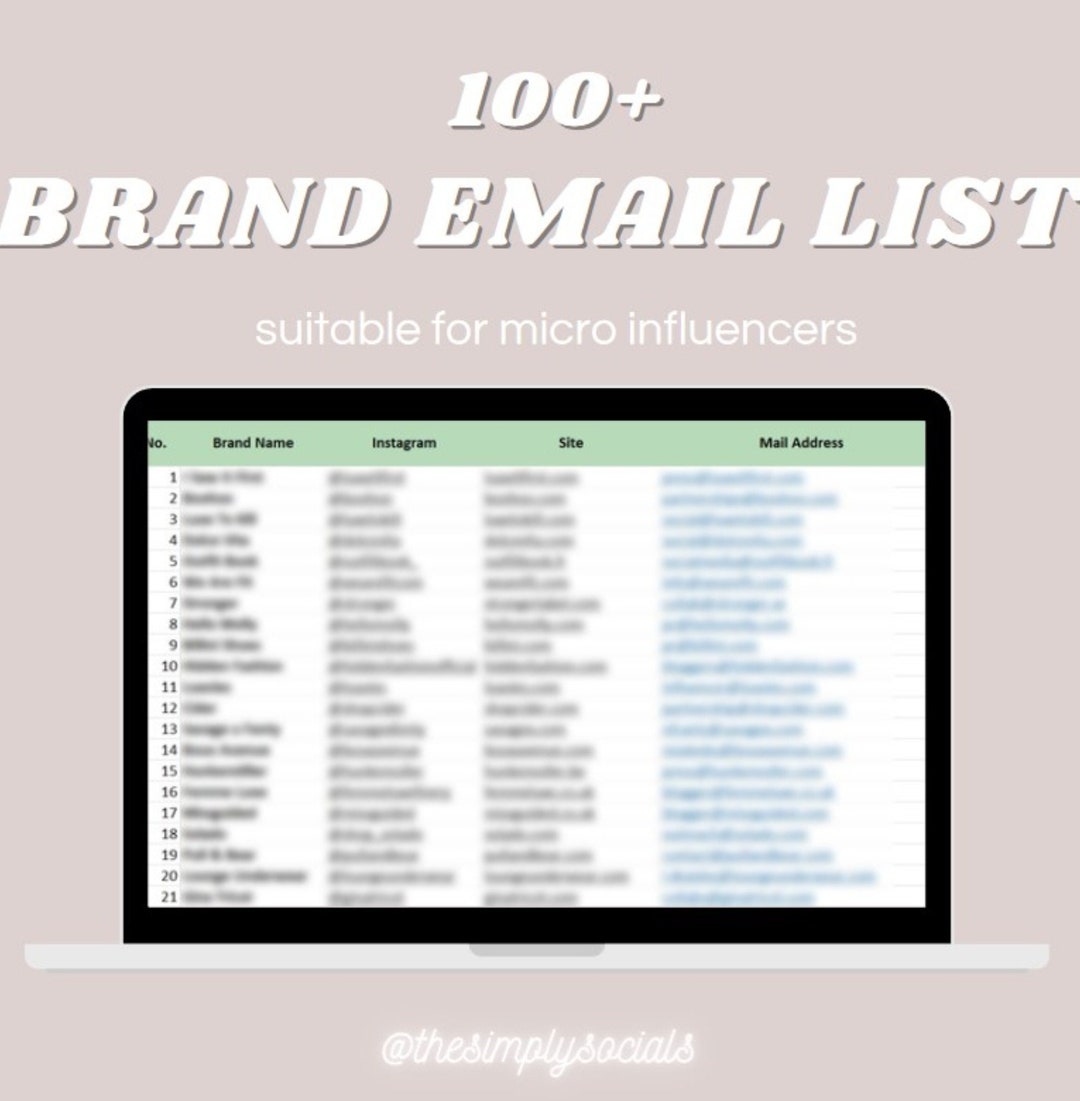 100 Brand Email List for Influencers Fire Contact List Instagram Tiktok