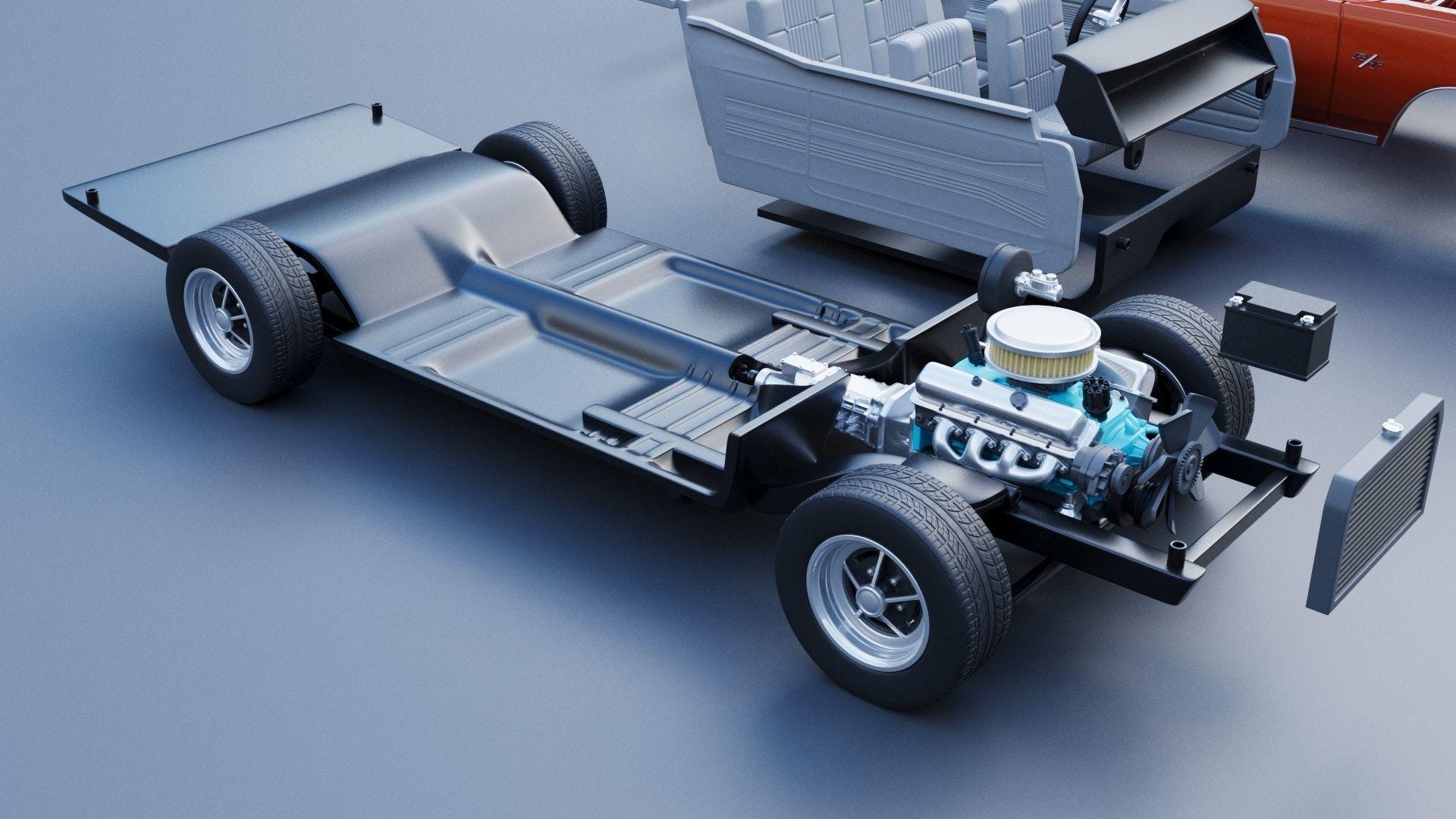 1968 Dodge Coronet STL File in 1:28 Scale Model 3D Model for Printing ...