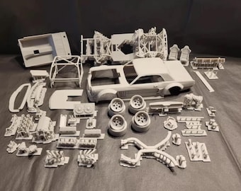 Ford Mustang Hoonicorn STL File 1/25 Scale 3D Printable Model Car Kit Digital Download for Resin or FDM Printing