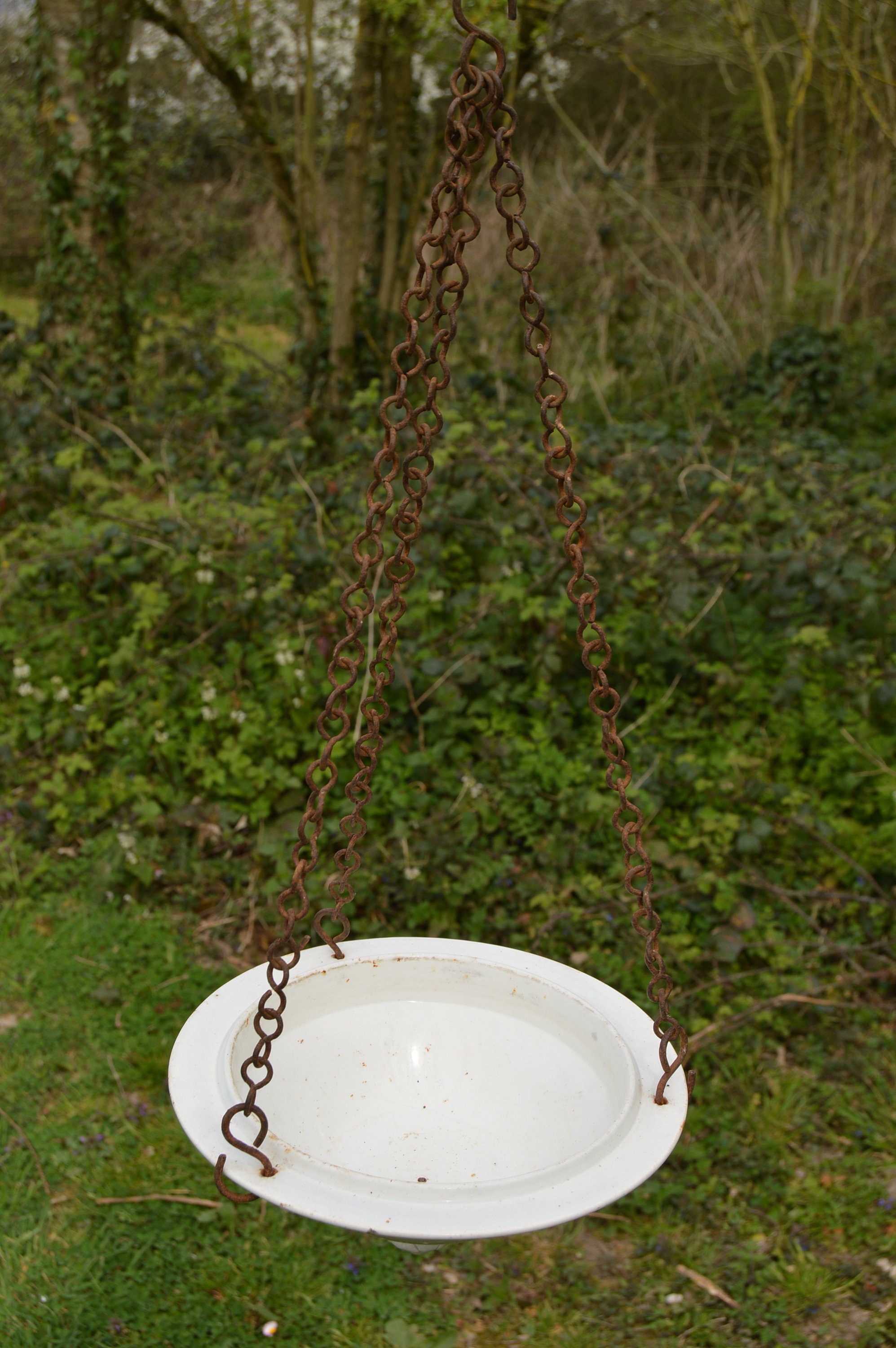Ceramic Pot Lid Hanging Basket Vintage Heavy French