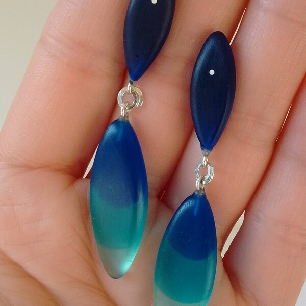 Resin "leaf" duo drop earrings