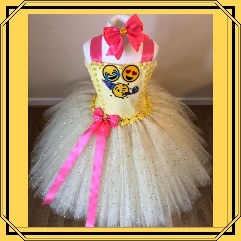 The Ultimate Emoji Party Tutu Dress Lemon Yellow Bright Pink Etsy
